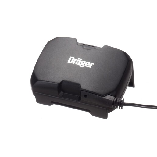 Dräger X-plore 8000 Ladegerät Schwarzes Standardladegerät für Dräger X-plore 8000 Gebläsefilter, mit Kabel angeschlossen.