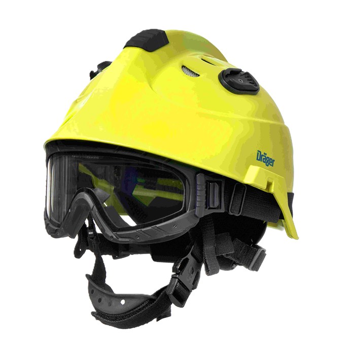 Schutzhelm HPS 3500 mit Brille X-Pect 4800 Gelber Dräger Schutzhelm HPS 3500 mit integrierter Schutzbrille.