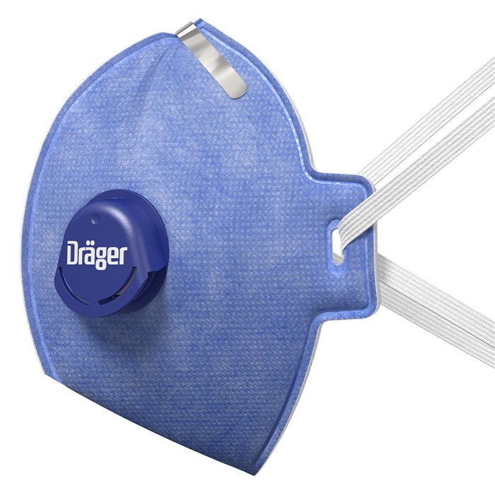Dräger Atemschutzmaske X-plore 1710V Blaue Atemschutzmaske mit Ventil und Dräger Logo.