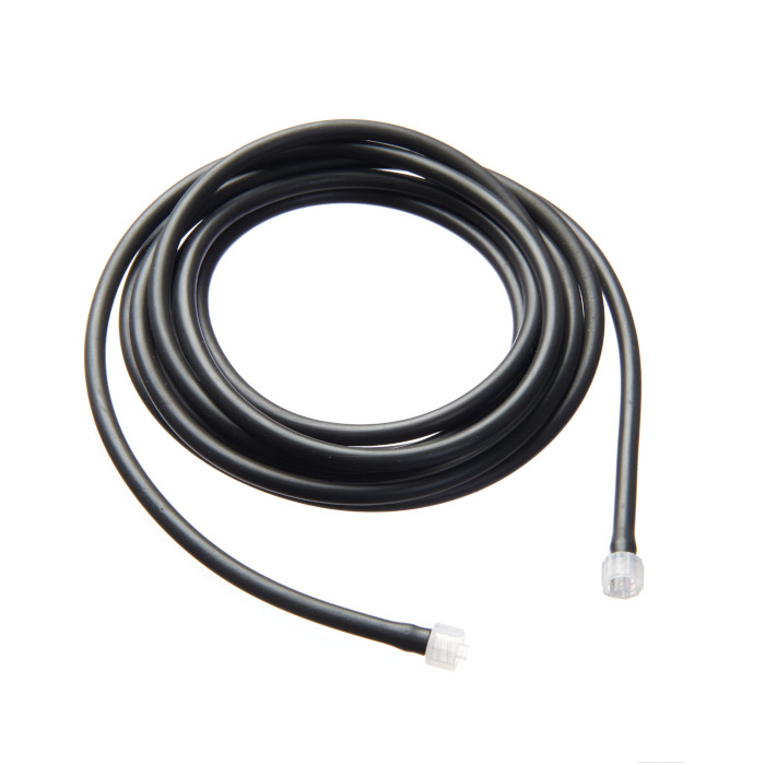Dräger RJ11 Kabel Schwarzes RJ11 Kabel, aufgerollt, mit klaren Steckern.