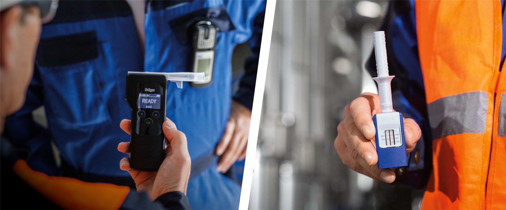 Dräger Produkte in den Händen von Personen – Alkoholmessgerät und Drogentest