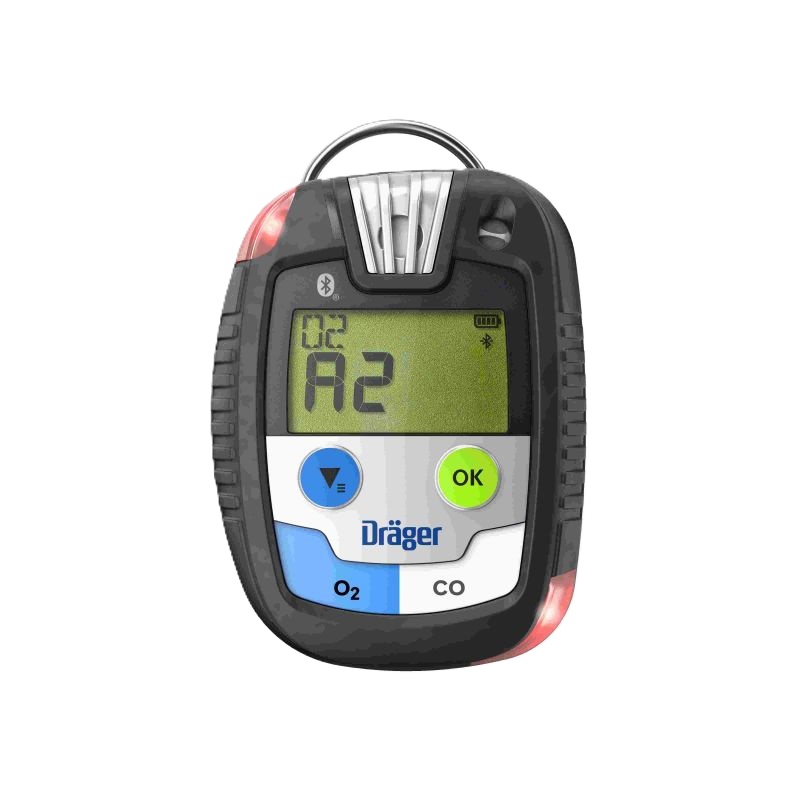 Dräger Gas-Messgerät O2/CO Tragbares Gas-Messgerät für Sauerstoff und Kohlenmonoxid mit Display und Bedienelementen.