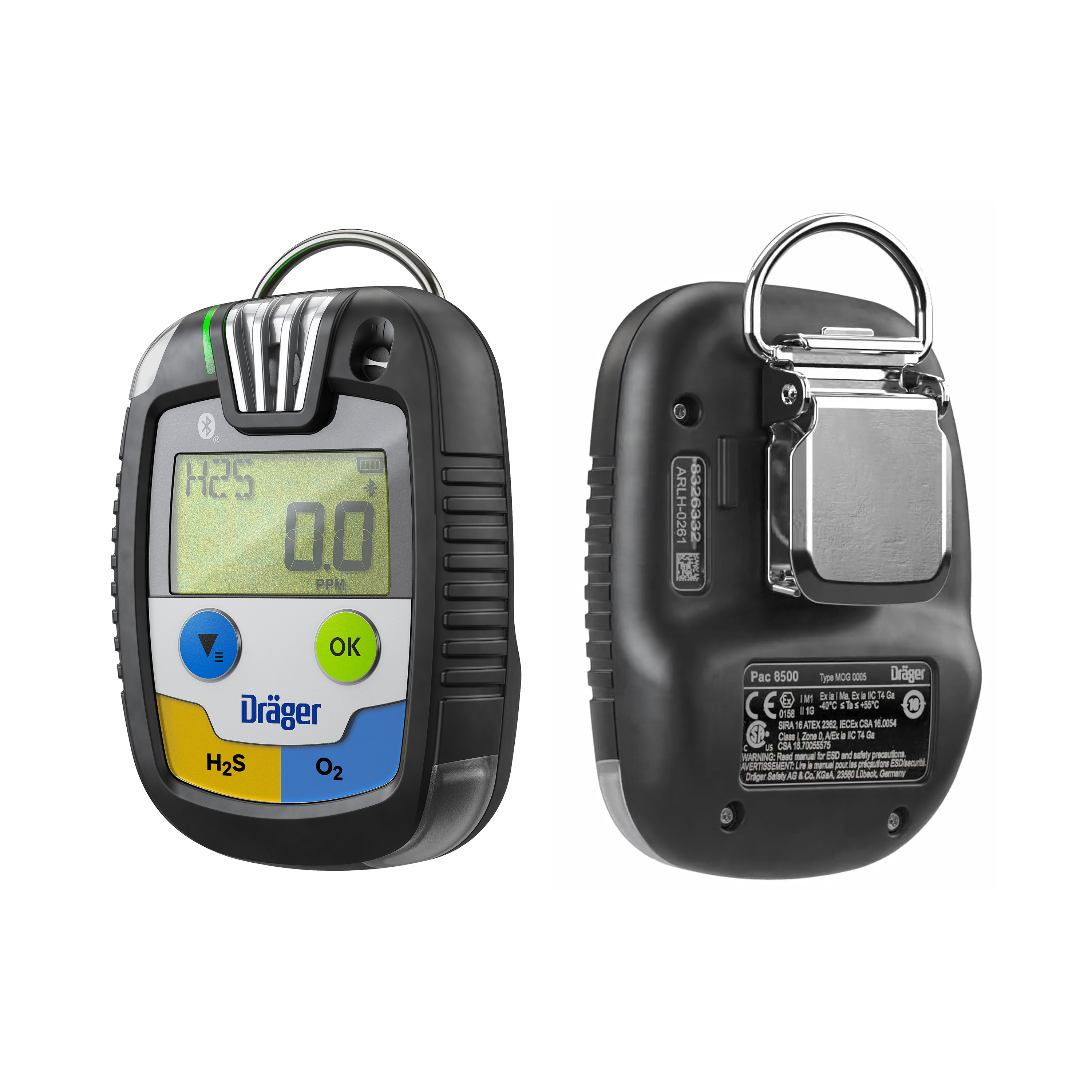 Dräger Pac 8500 für Schwefelwasserstoff und Sauerstoff (H₂S, O₂)