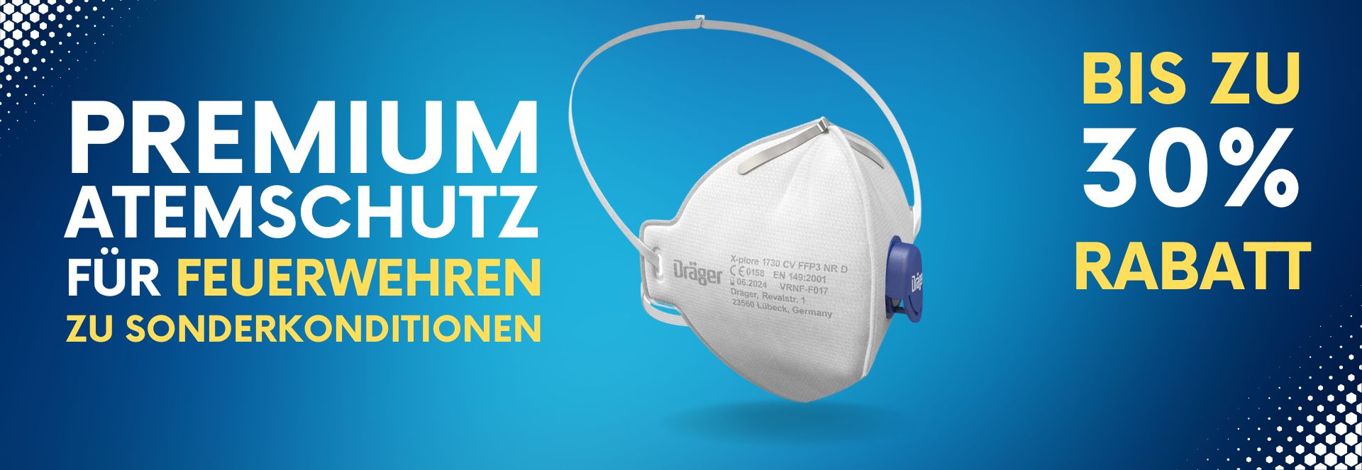 Atemschutz für Feuerwehr im Angebot Atemschutzmaske mit Sonderkonditionen für Feuerwehren, bis zu 30% Rabatt.