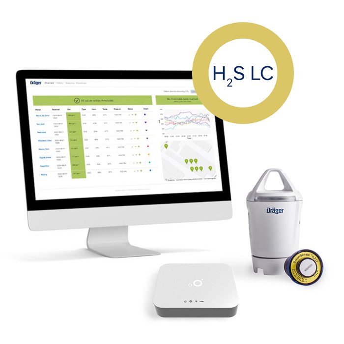 Dräger X-node System mit Gateway und H2S LC Sensor