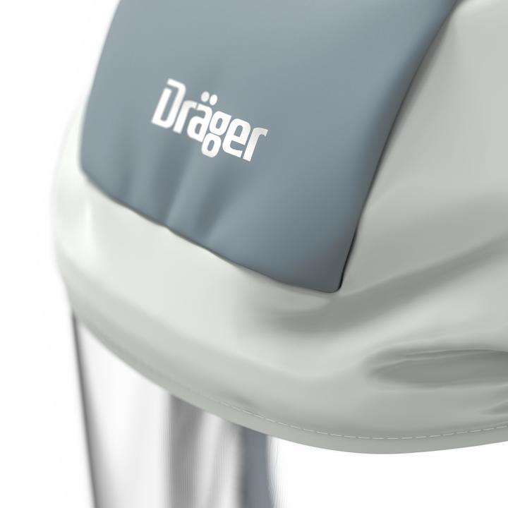 Dräger Atemschutzgerät Kopfteil Nahaufnahme eines Kopfteils eines Dräger Atemschutzgeräts in Grau.