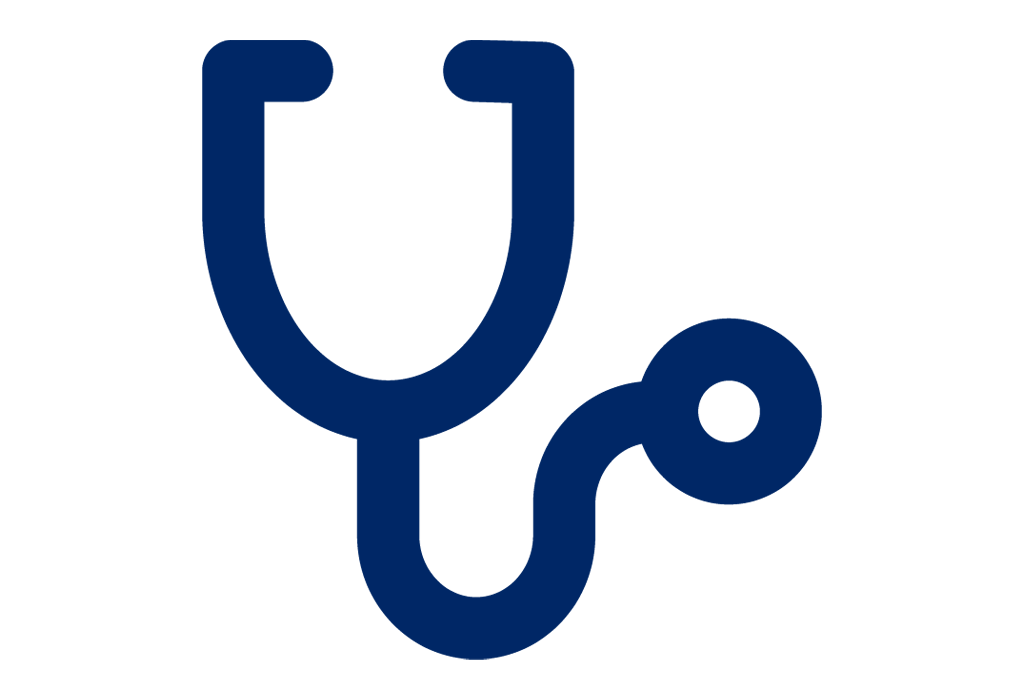 Blaues Stethoskop-Symbol Abstraktes Symbol eines Stethoskops in Blautönen.
