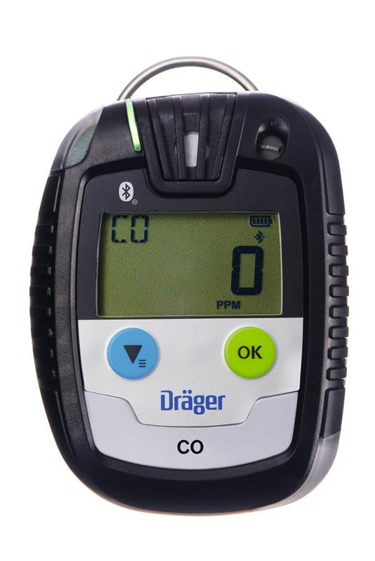 CO-Gasmessgerät mit Display von Dräger Dräger CO-Messgerät zeigt 0 PPM auf digitalem Display.