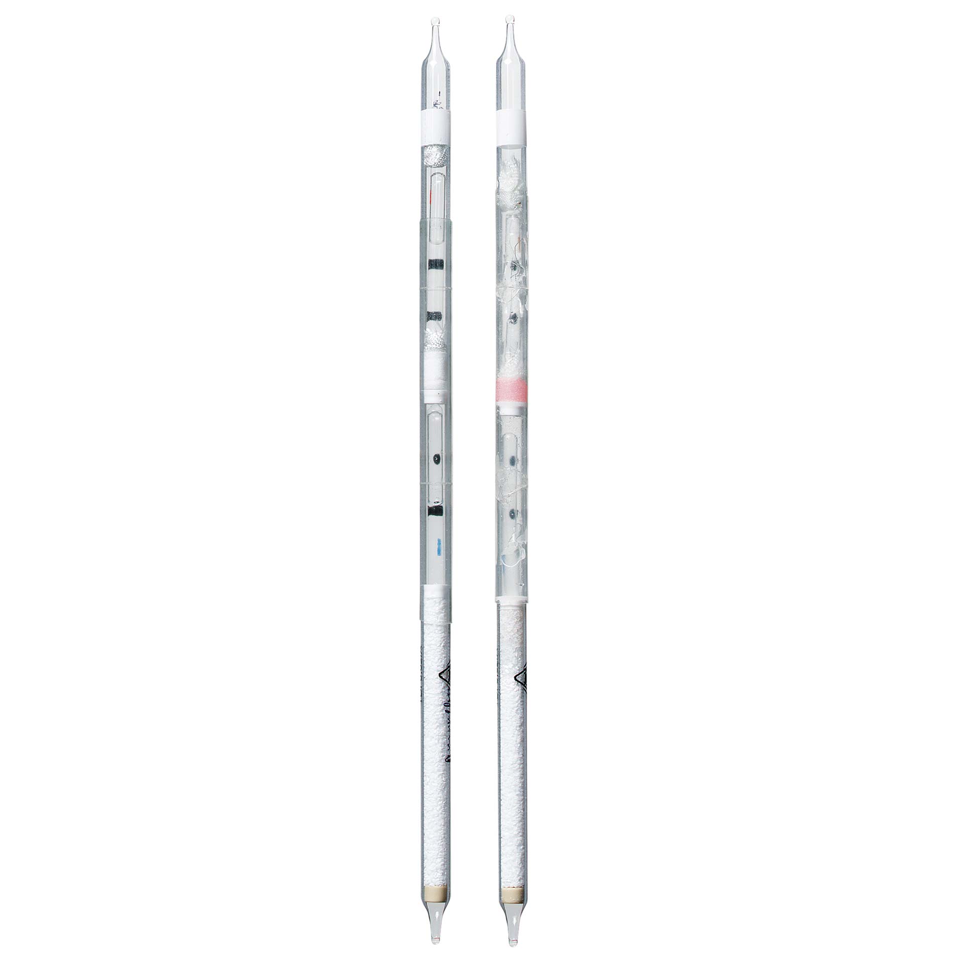 Dräger Sicherheitstechnik Produkt: Sensorstäbe Zwei transparente Sensorstäbe von Dräger nebeneinander.