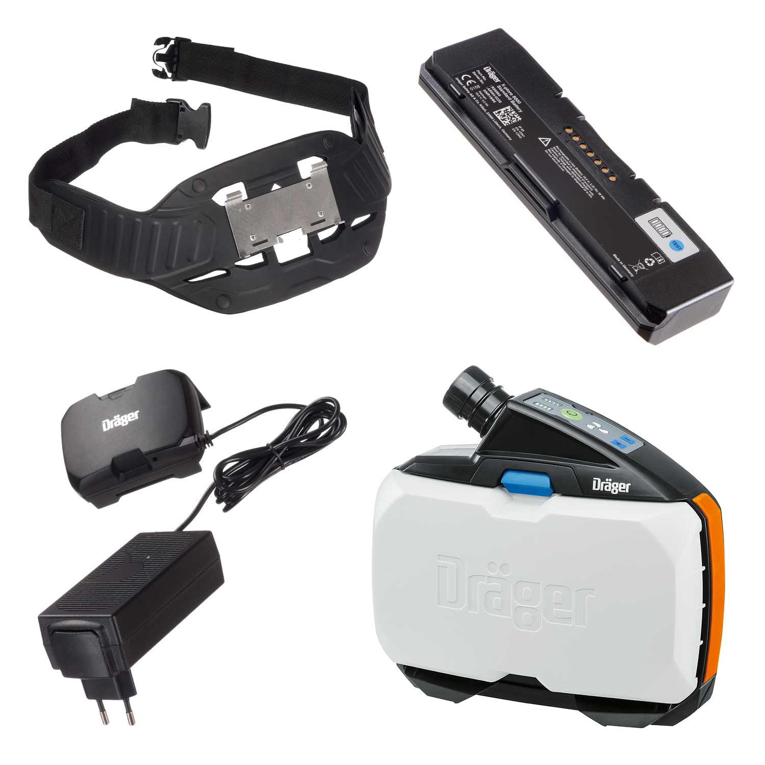Dräger X-plore 8700 Atemschutzgerät Set EX Set aus Atemschutzgerät, Akku, Ladegerät und Kopfband.