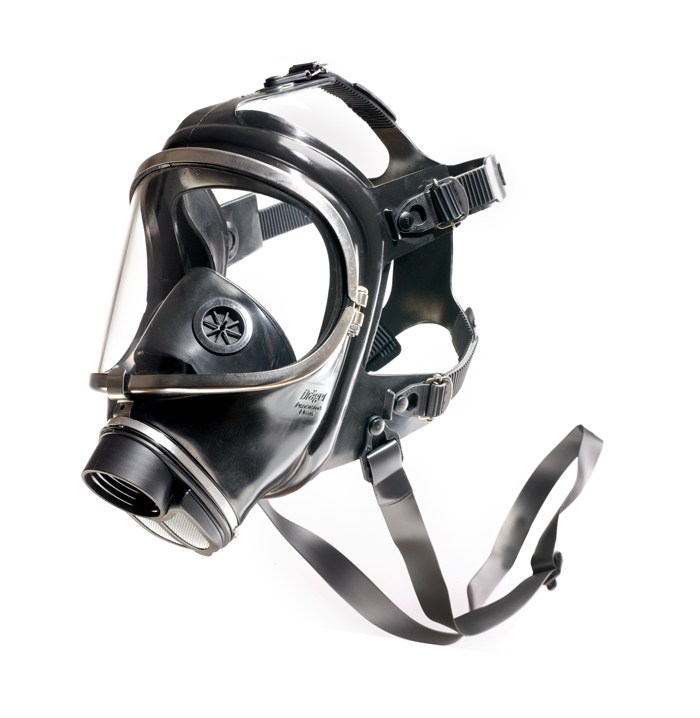 Vollmaske Dräger FPS 7000 Schwarze Vollmaske mit Ventil und Gurtsystem für sicheren Halt.