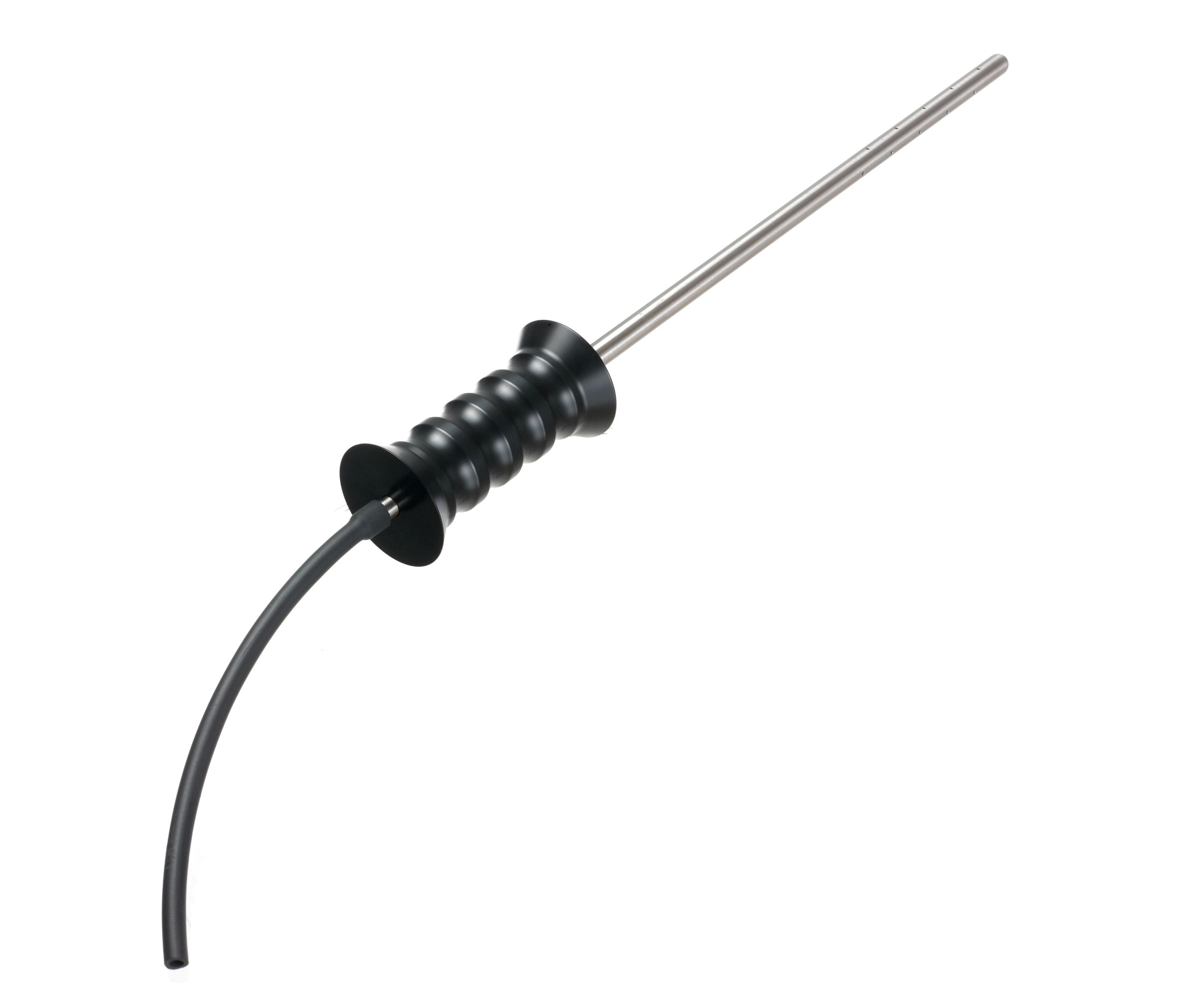 Stabsonde für Sicherheitsaustestung Langes Metallstabgerät mit schwarzem Griff und Kabel für Sicherheitstests.