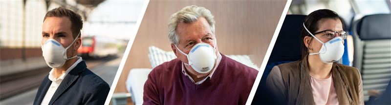 Dräger X-plore 1320 Schutzmaske Drei Personen in verschiedenen beruflichen Umgebungen.