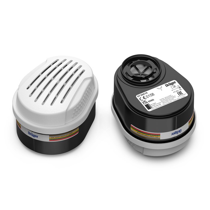 Dräger X-plore Bajonet deeltjesfilter P3 met behuizing voor aerosolen/deeltjes, 1 paar, reservefilters voor vol- en halfmaskers X-plore 3300, 3500 en 5500 Dräger X-plore Bajonet deeltjesfilter P3 met behuizing voor aerosolen/deeltjes, 1 paar, reservefilters voor vol- en halfmaskers X-plore 3300, 3500 en 5500