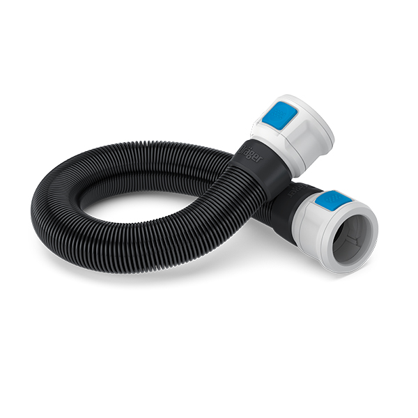 Flexibler Schlauch für X-plore 8000 Hauben Schwarzer flexibler Schlauch mit blauen Endkappen für Atemschutzsysteme.