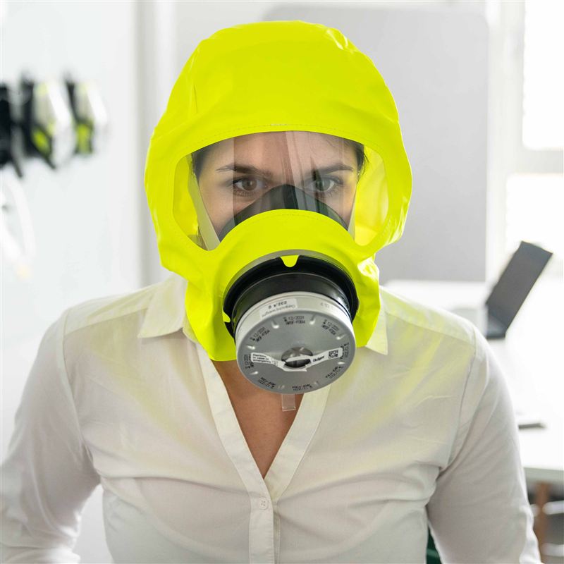 Fluchtgerät PARAT 5510 von Dräger Gelbes Fluchtgerät mit Atemschutzmaske von Dräger.