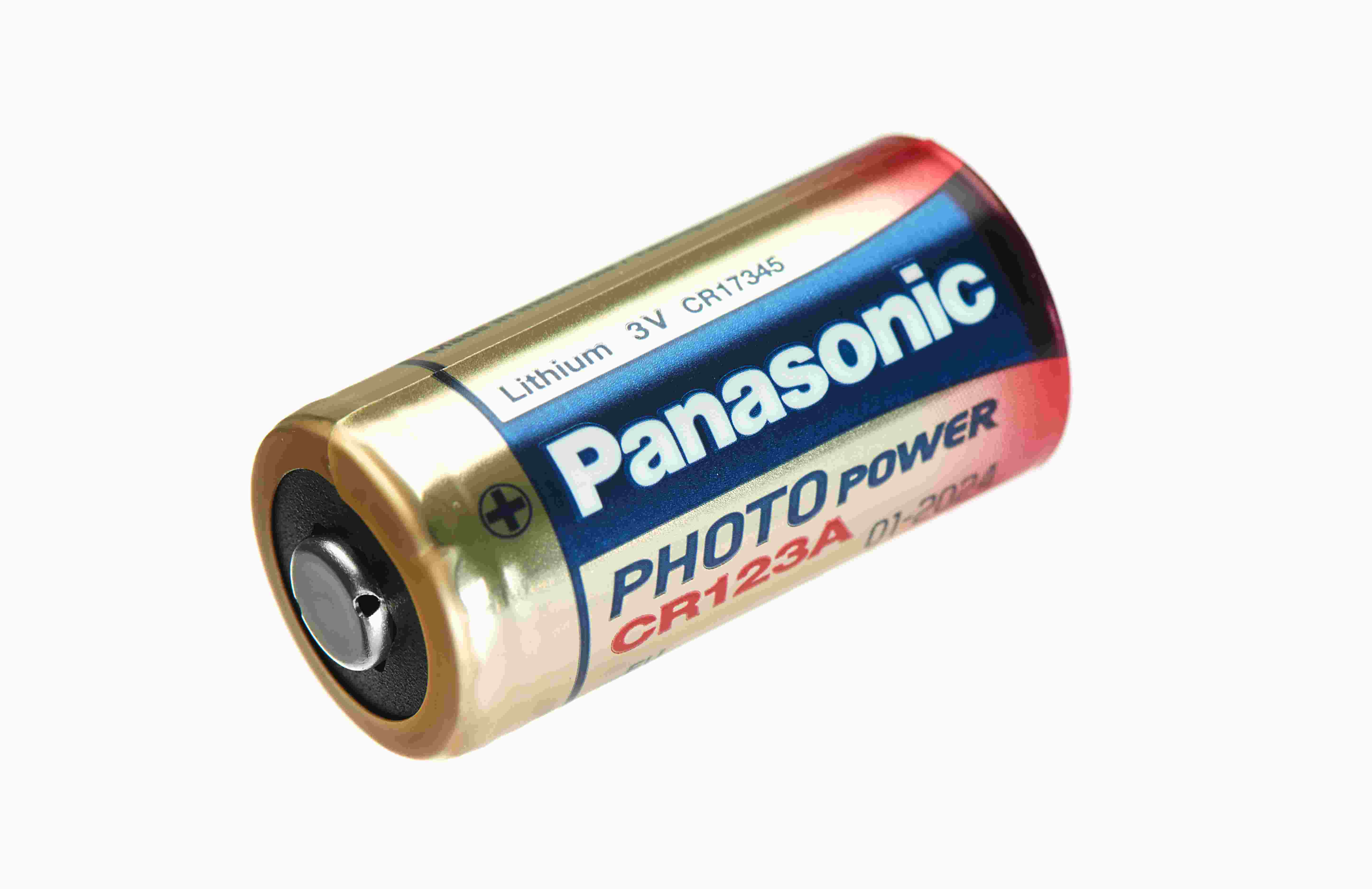 Panasonic Lithiumbatterie CR123A Foto einer Panasonic Lithiumbatterie mit 3V.