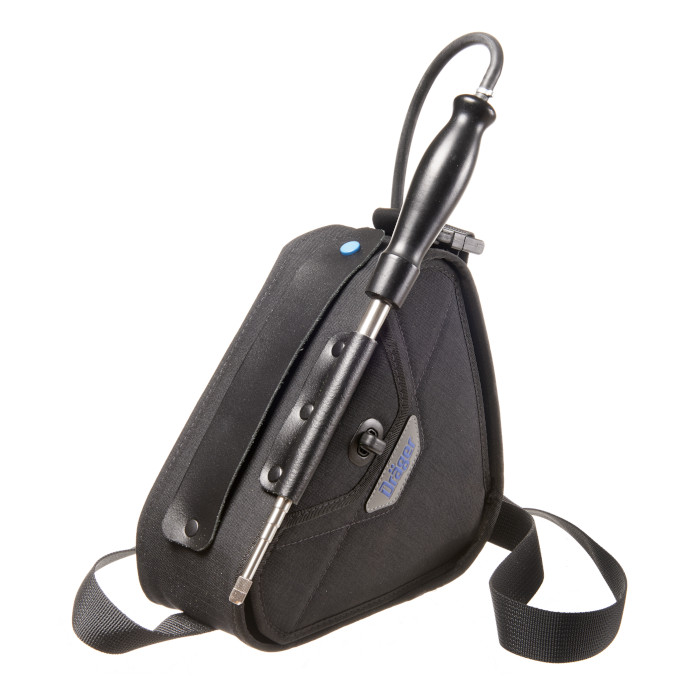 Dräger Trianguläre Tasche mit Logo Schwarze, dreieckige Tasche mit Trageriemen und Dräger-Logo.