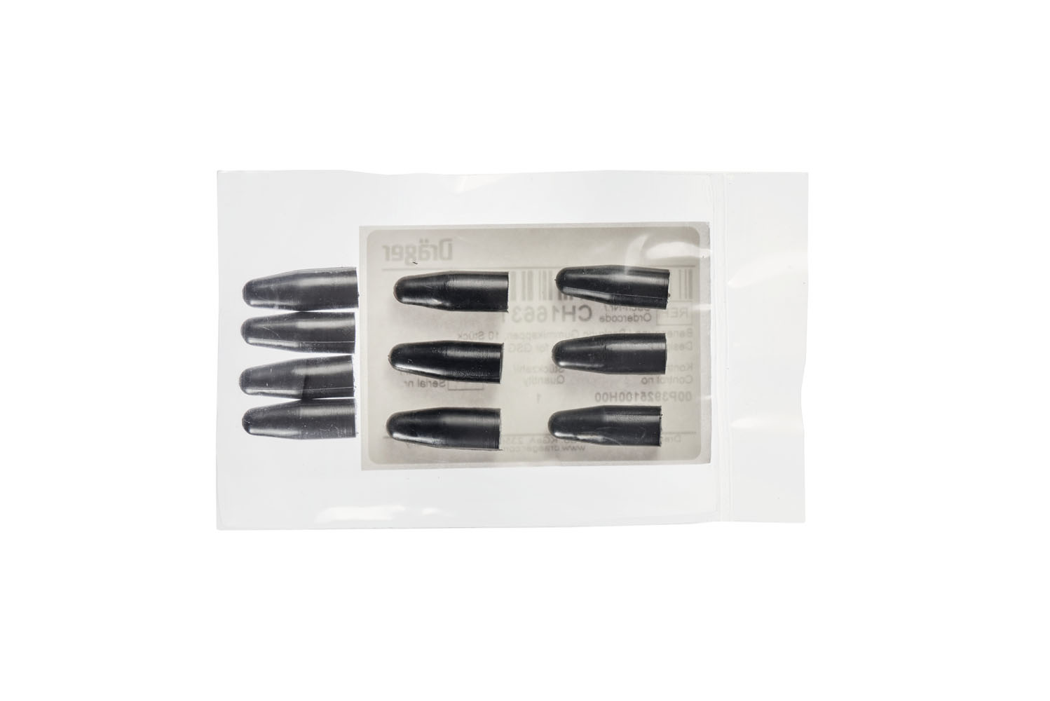 Ersatzpatronen für Sicherheitsschreiber Sechs schwarze Ersatzpatronen in einer transparenten Verpackung.