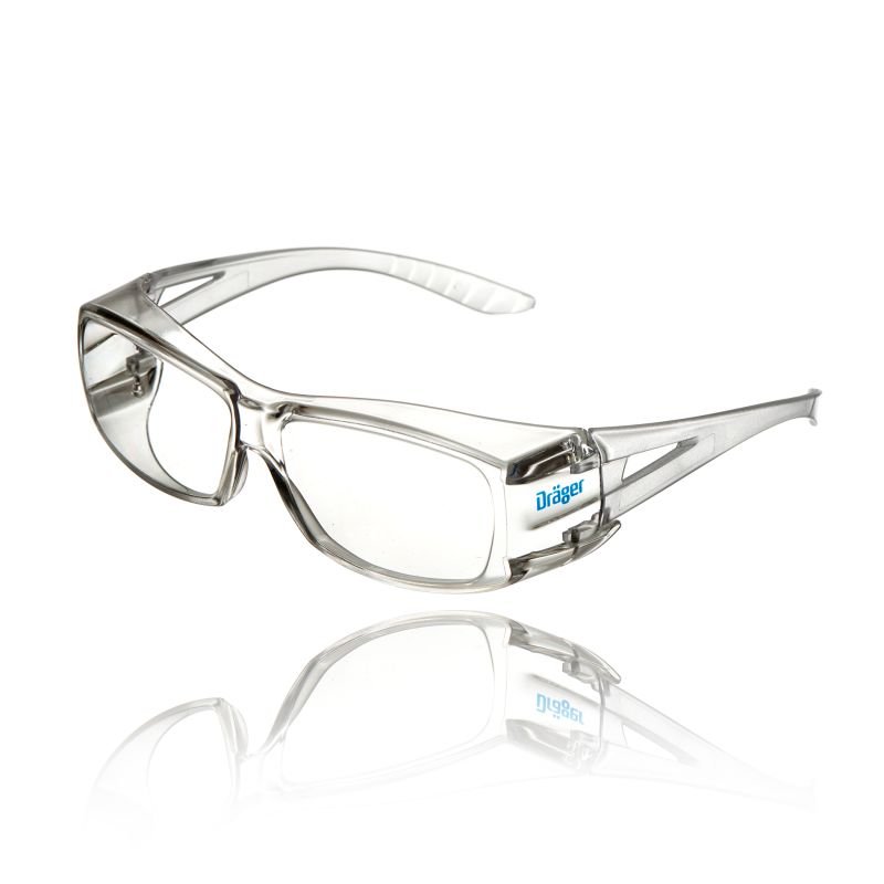 Dräger X-pect 2400 Schutzbrille klar Transparente Schutzbrille mit klaren Gläsern, Dräger-Logo auf dem Bügel.