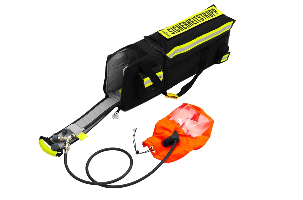 Sicherheitspaket von Dräger im Webshop Tragetasche von Dräger mit Atemschutzgerät und Zubehör.