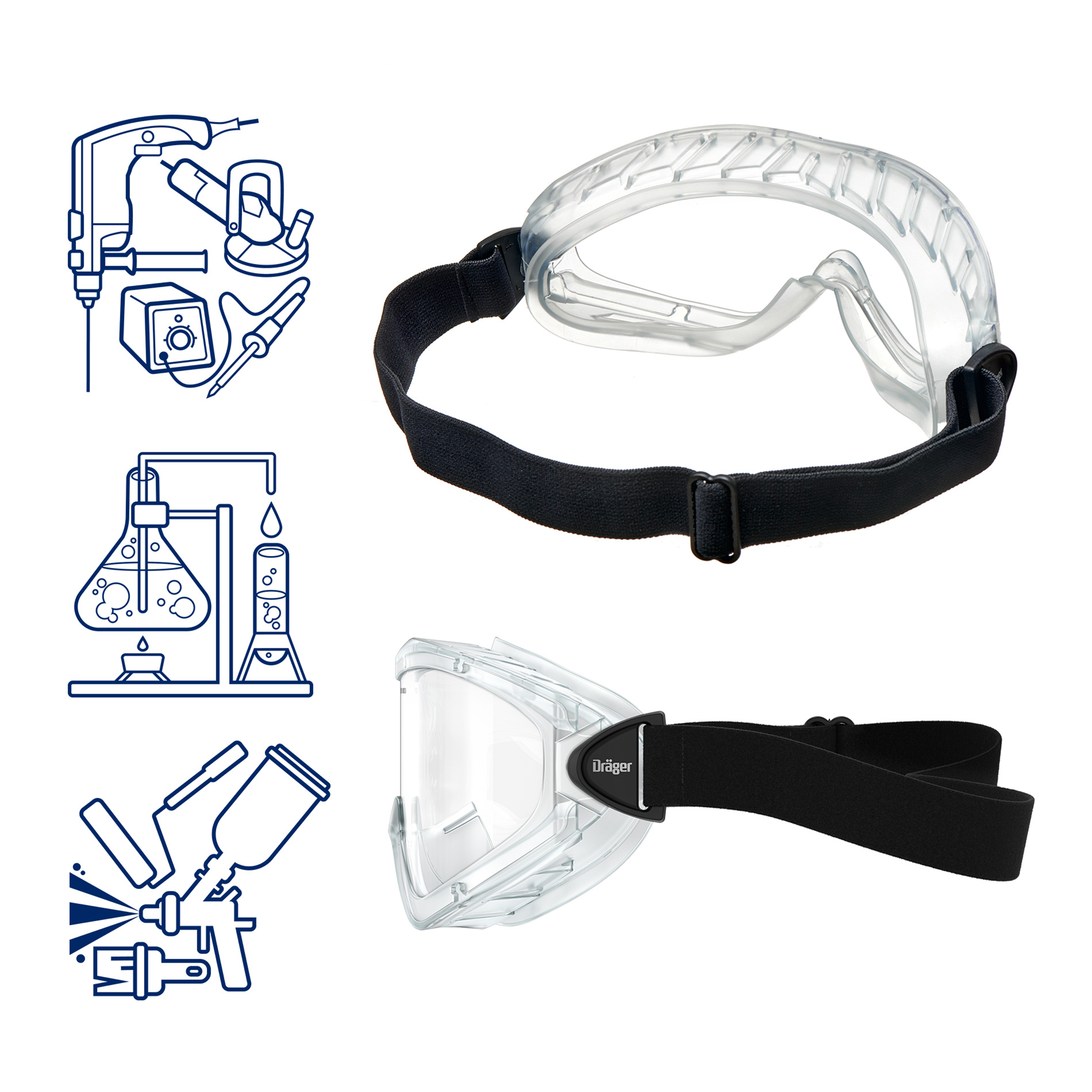 Klare Schutzbrille mit verstellbarem Kopfband, Modell X-pect 4400.