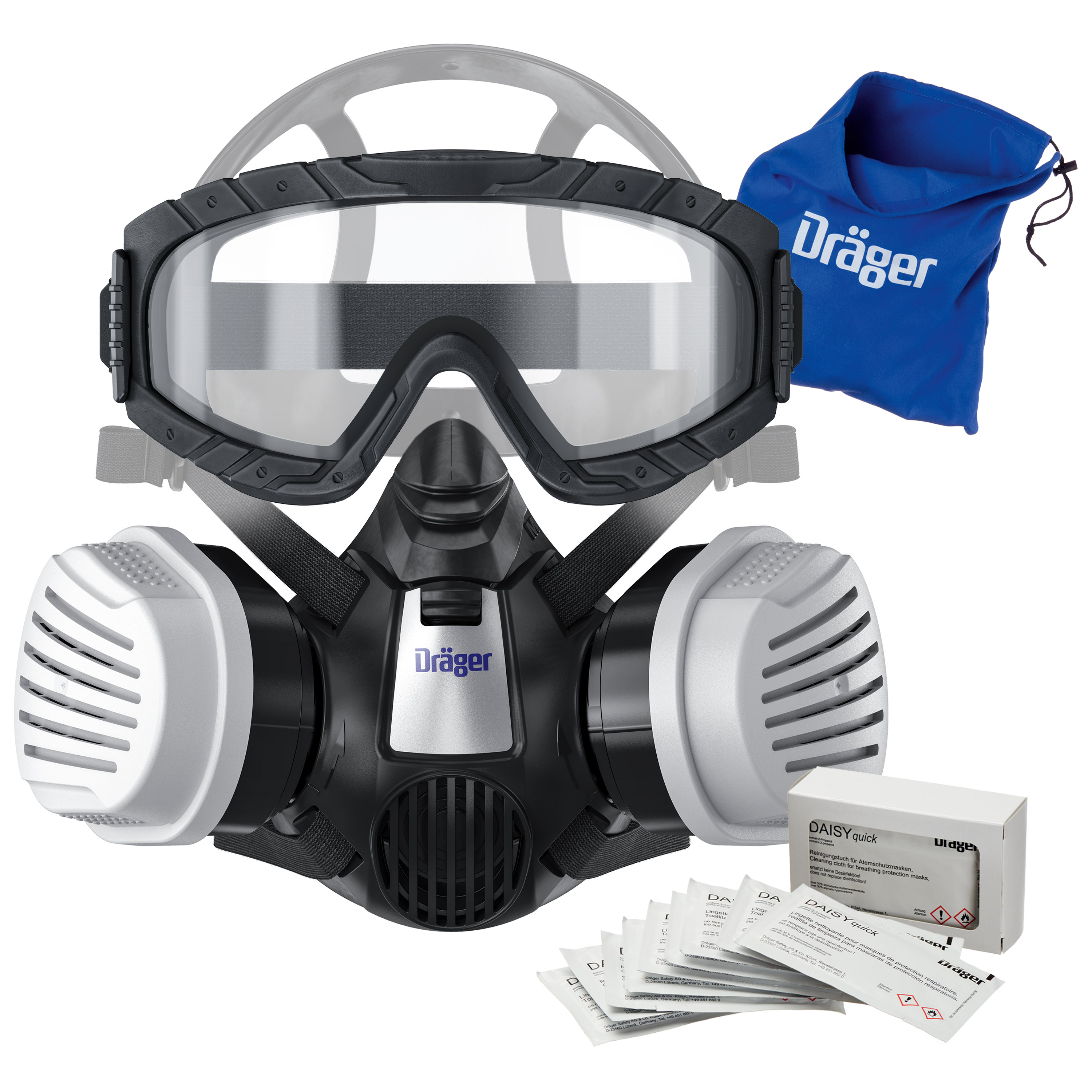 Dräger Atemschutz Waldbrand Set Halbmaske mit ABEK-Filter in Größe L