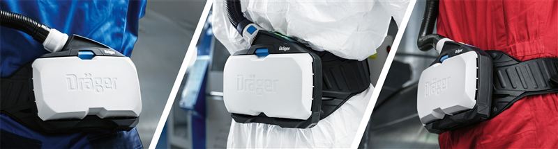 Atemschutzgerät Dräger X-plore 8500 Personen tragen das Dräger X-plore 8500 Gerät an der Hüfte.