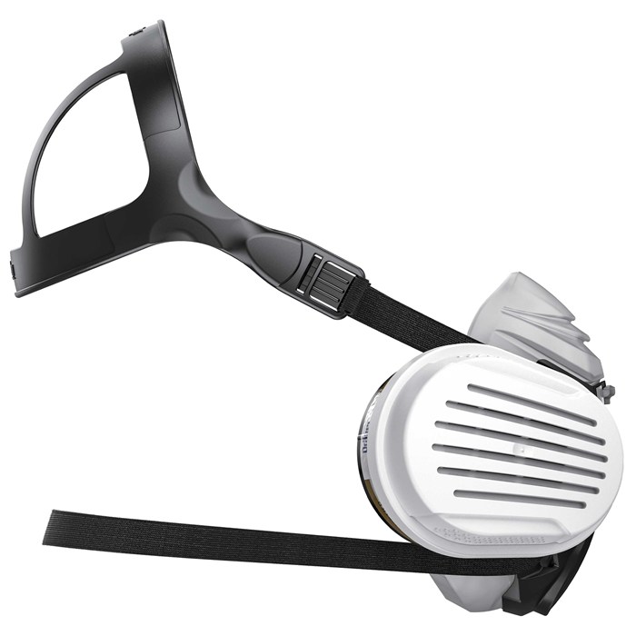 Dräger X-plore 3300 Halbmaske Seitliche Ansicht der Dräger X-plore 3300 Halbmaske mit A2P3 Filter.