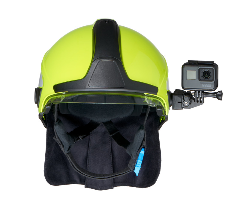 Dräger Safe Guard mit GoPro Gelber Schutzhelm mit montierter GoPro-Kamera.