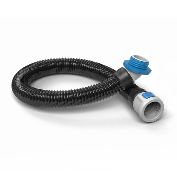 Flexibler Schlauch für X-plore 8000 Masken Flexibler schwarzer Schlauch mit blauer und grauer Adapterverbindung für Halb- und Vollmasken.