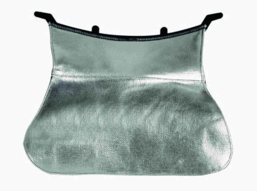 Hochtemperaturschutzvisier von Dräger Silbernes Schutzvisier für Gesichtsschutz, flache Ansicht.