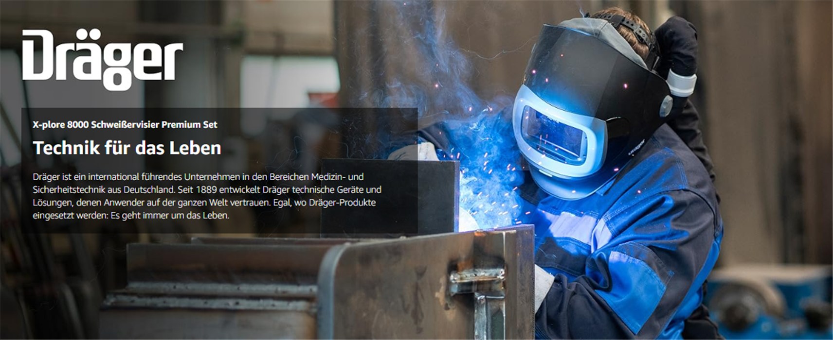 Schweißer mit Xplore 8000 Set Ein Schweißer arbeitet mit Schutzhelm und Schweißer-Set.