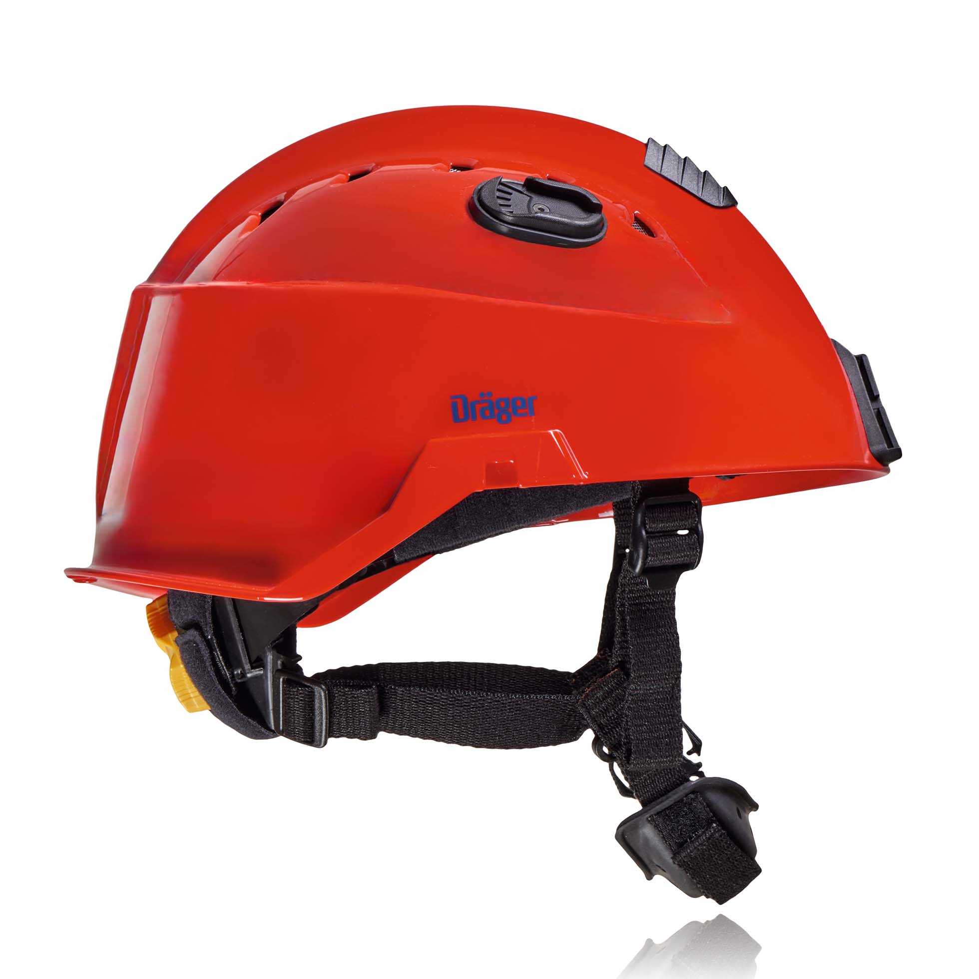 Schutzhelm Dräger HPS 3500 Premium Roter Schutzhelm Dräger HPS 3500 mit Kinnriemen.