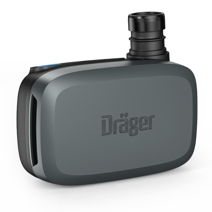 Rechteckiger Dräger Gasdetektor mit schwarzer Sensoröffnung.