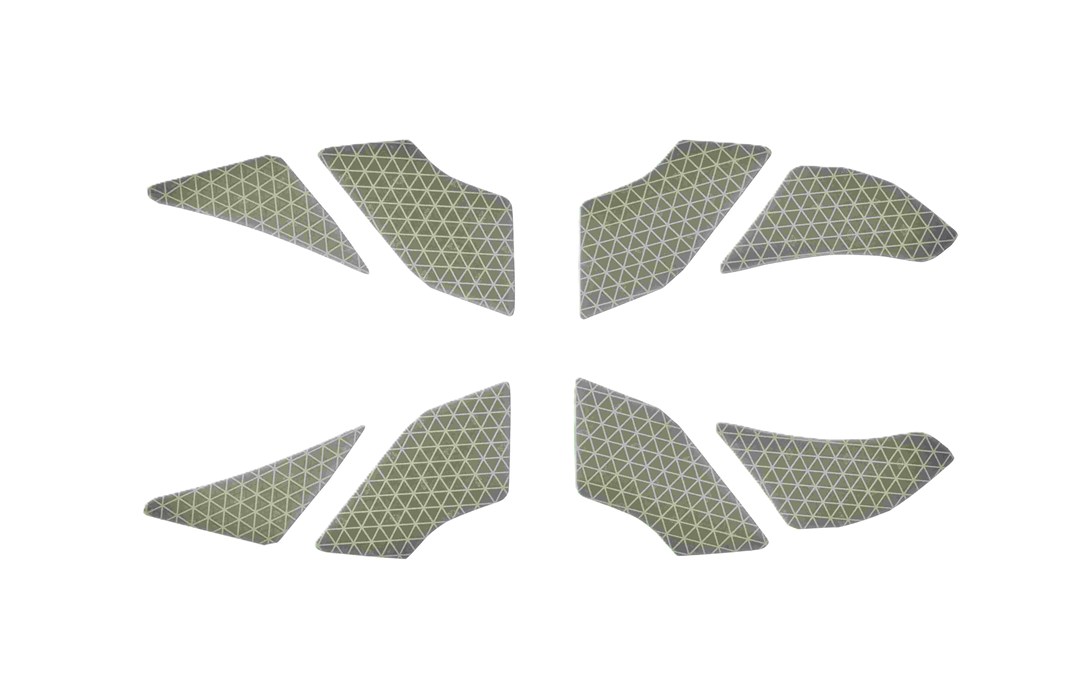 Sicherheitsaufkleber für Schutzkleidung Acht reflektierende Aufkleber in verschiedenen Formen.