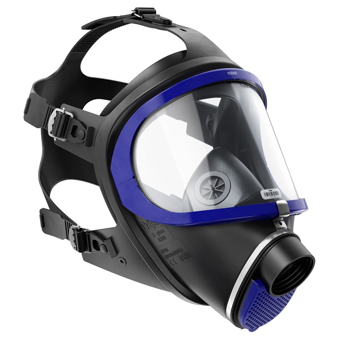 Dräger X-plore 6300 Vollmaske Sicherheit Vollmaske mit blauem Rahmen und Sichtfenster für Atemschutz
