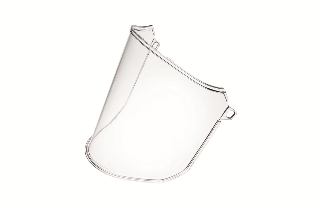 Gesichtsschutzschild von Dräger Transparenter Gesichtsschutzschild, leicht gewölbt.