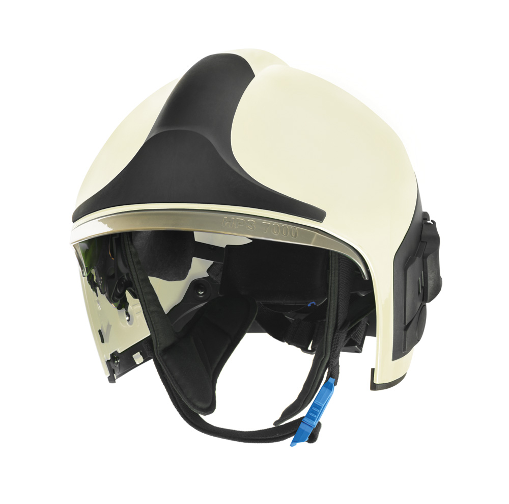 Dräger Feuerwehrhelm HPS 7000 in Weiß Weißer Feuerwehrhelm Dräger HPS 7000 mit Visier und Zubehör.