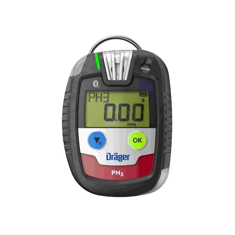 Gasdetektor Dräger PH3 Tragbarer Gasdetektor mit Display, zeigt PH3-Wert.