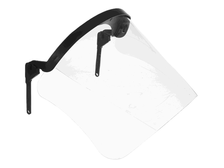 Gesichtsschutzvisier von Dräger Transparentes Gesichtsschutzvisier mit schwarzer Halterung.