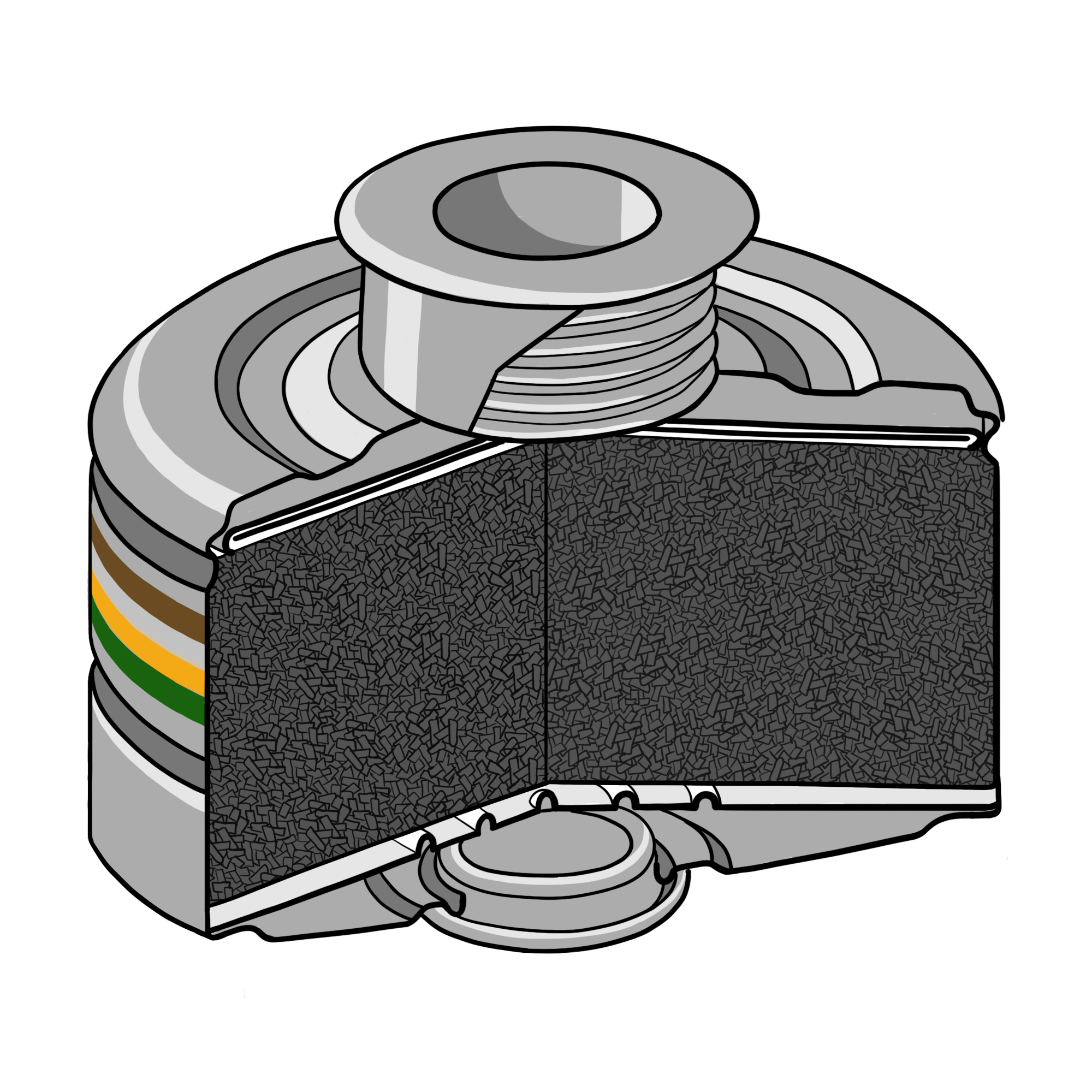 Illustration eines Rd40 Filters A2B2E2K1 im Querschnitt.