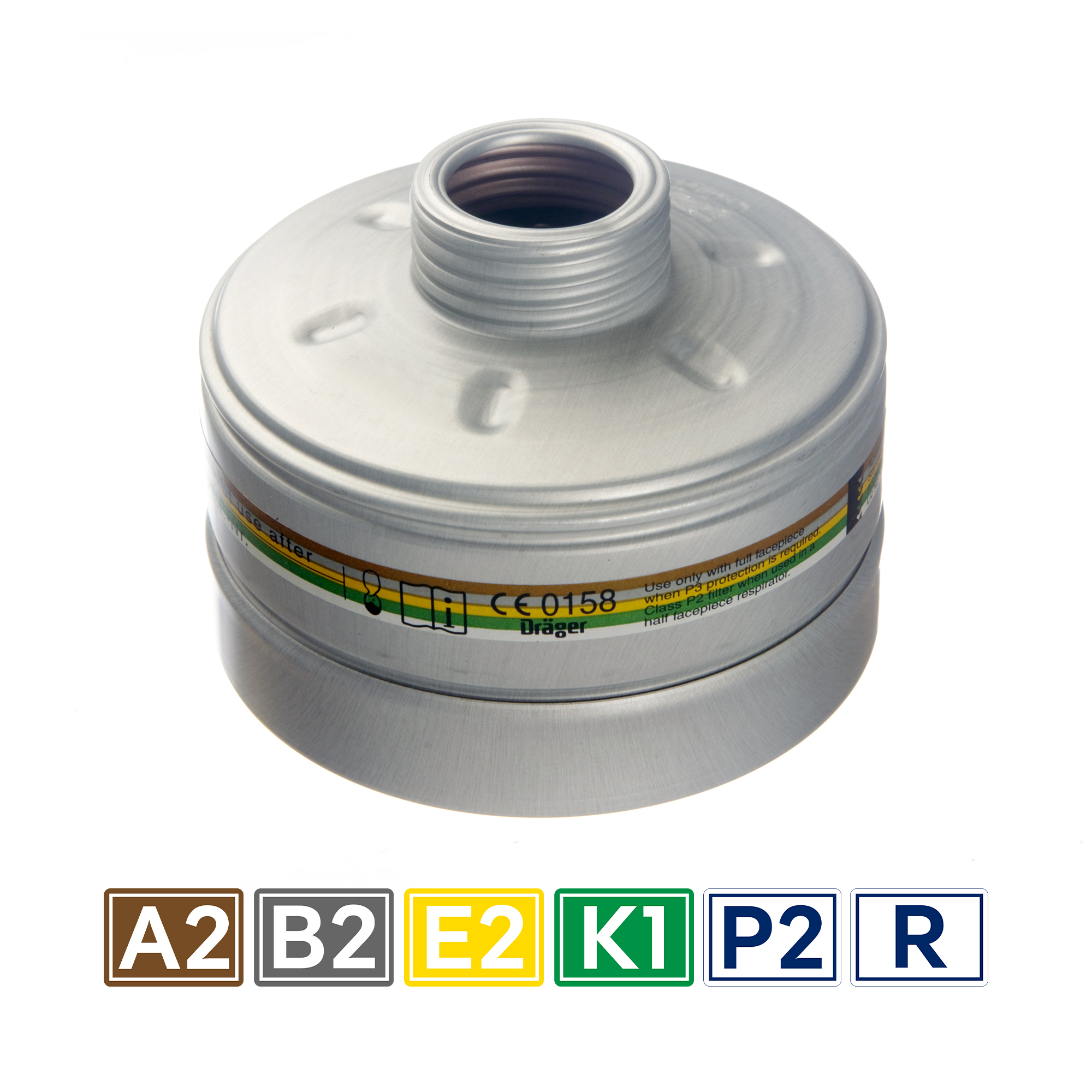 Silberner Rd40 Filter mit Gewindeschluss für Atemschutzmasken.