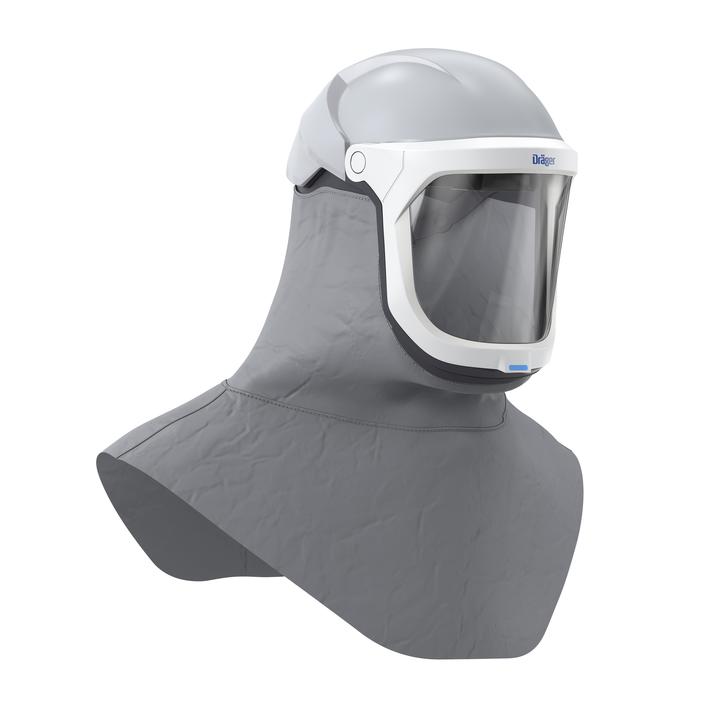 Schutzhelm mit Gesichtsschutz Dräger Schutzhelm mit durchsichtigem Visier und Nackenabdeckung.