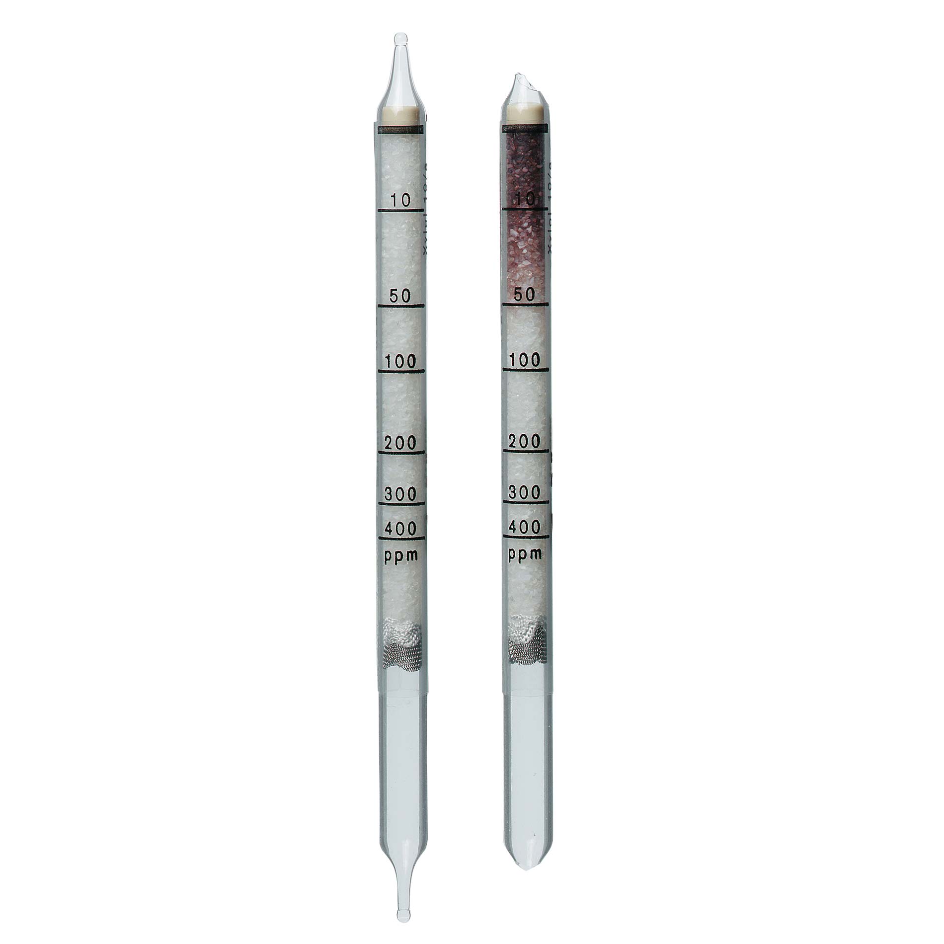 Dräger Gasdetektorröhrchen im Set Zwei Glasröhrchen mit ppm-Skala zur Gasdetektion.