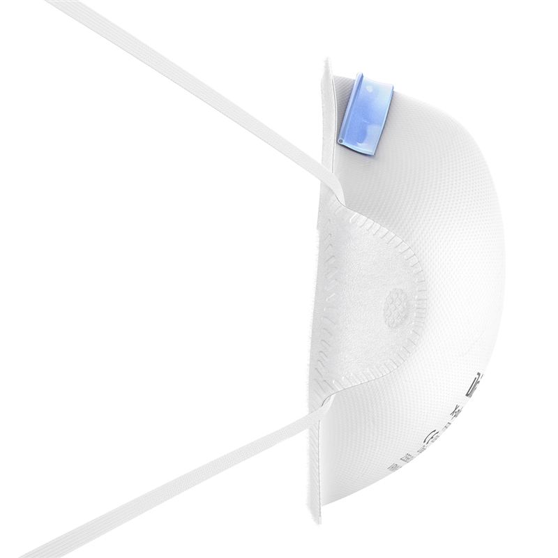 Atemschutzmaske X-plore 1320 von Dräger Weiße Atemschutzmaske mit blauen Detail in Seitenansicht