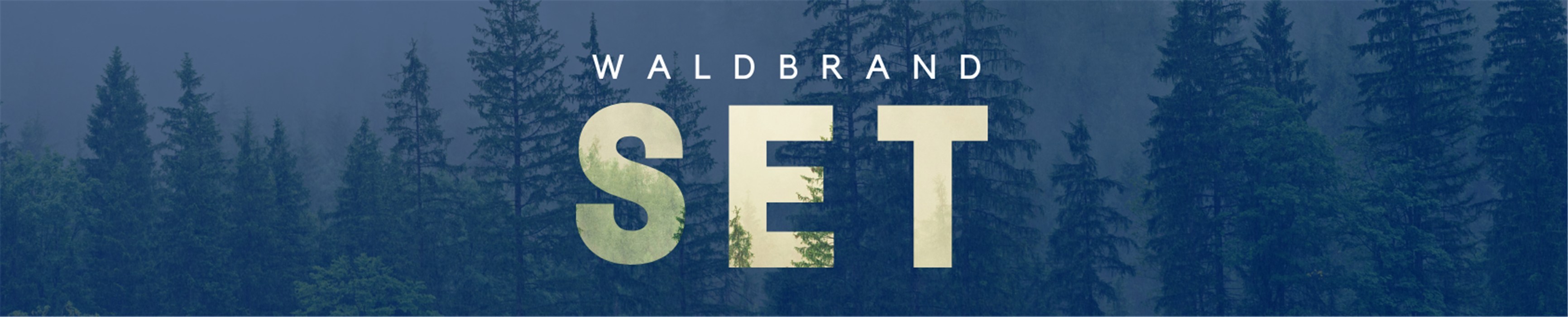 Produktabbildung: Waldbrand-Set vor einem Waldhintergrund.