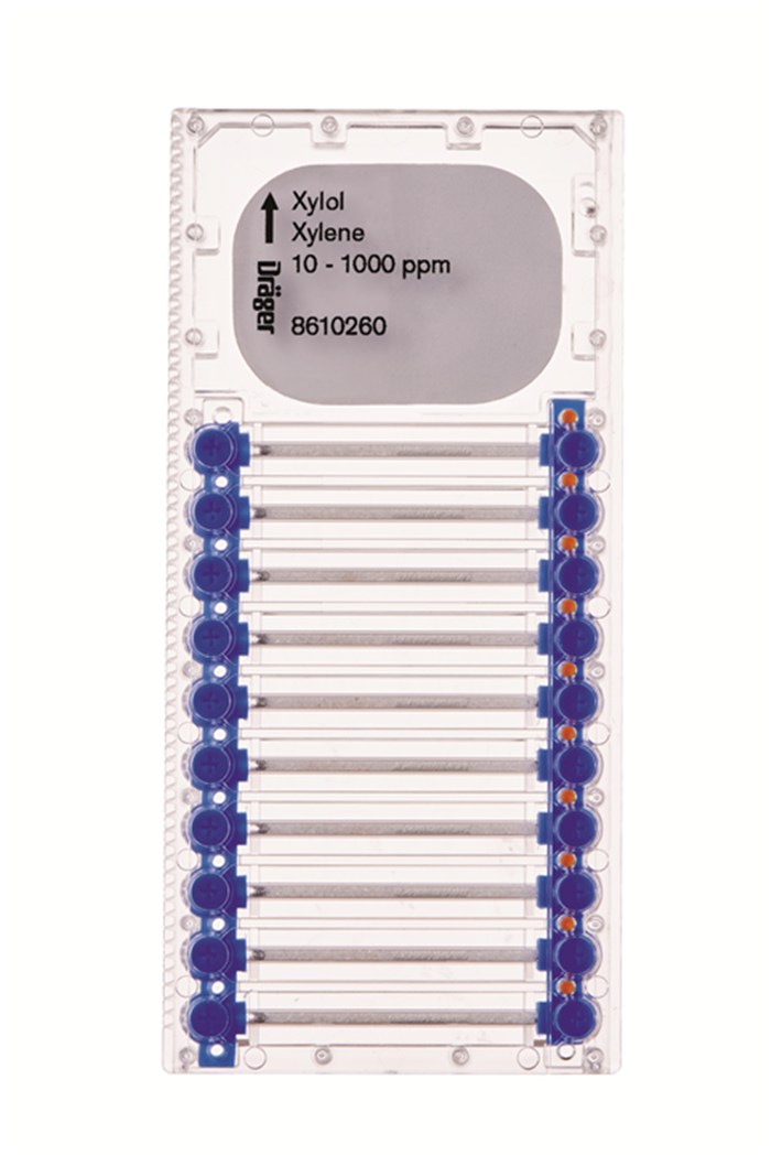 Transparentes Röhrchen mit Messbereich 10-1000 ppm für Xylol.