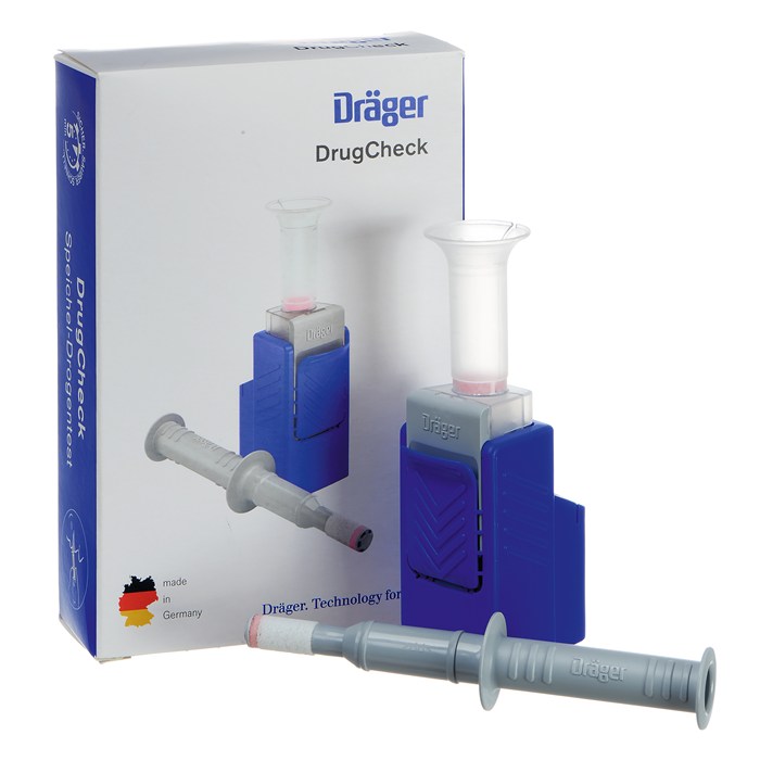 Dräger DrugCheck 3000 Produktansicht Dräger Drogentestgerät mit Verpackung, Modell 3727400M.