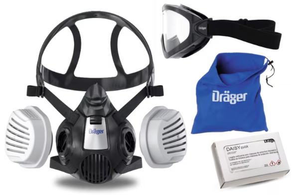 Dräger Atemschutz-Set Atemschutzmaske, Schutzbrille, Tasche und Filterbox von Dräger.